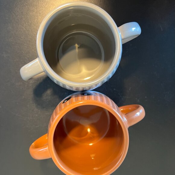 Pair of Retro Knitted Sock Monkey Ceramic Dual Handled Dual-Sided Mugs - GALERIE - Picture 6 of 9